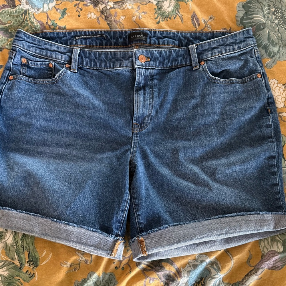 Talbots Dark Blue Denim Cuffed Jean Shorts